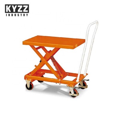 MH-L Spring hydraulic cylinder lift table  mobile scissor manual lift table  with wheels