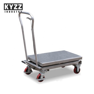 stainless steel scissor  mobile lift table hand crank hydraulic manual lift table